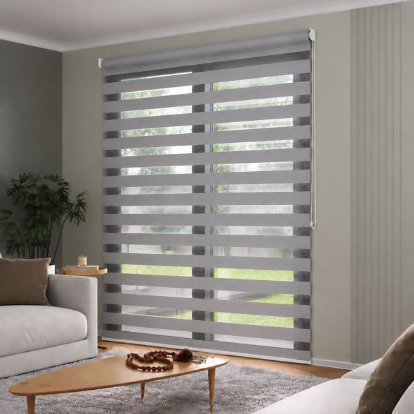 persiana cortina rolo double vision cinza